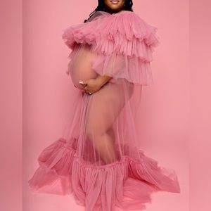 Sheer Mauve Maternity Dress